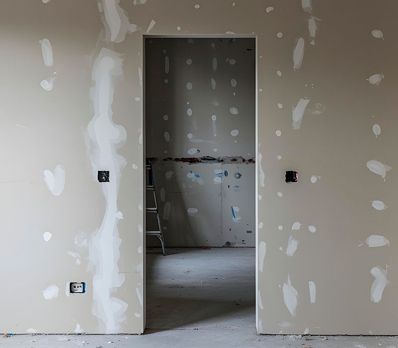Instalación de puertas sin marco en obra con hueco de paso en tabique de yeso